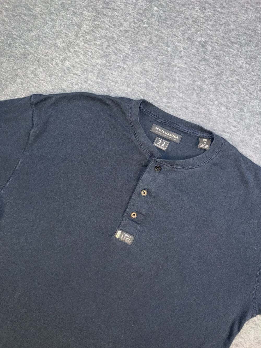 Scotch & Soda Men's Short Sleeve Henley Shirt Navy Blue Size M